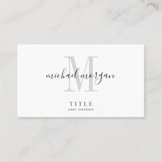 Simple Modern Script Monogram Business Card