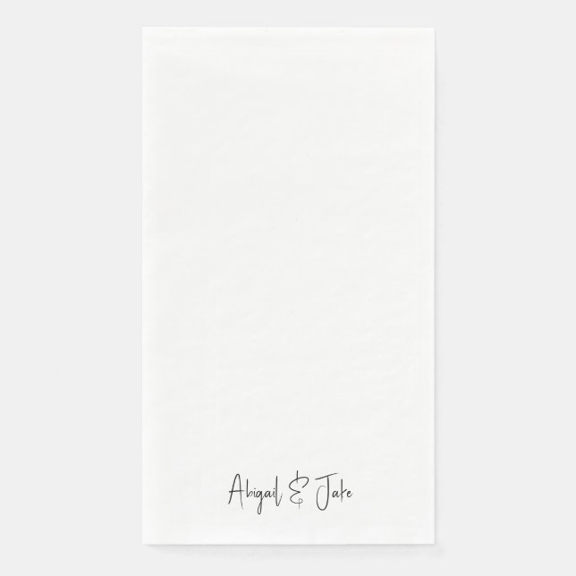Simple Modern Script Names II Wedding  Paper Guest Towels (Front)