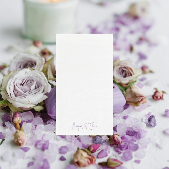 Simple Modern Script Names Lavender Wedding  Paper Guest Towels (Creator Uploaded)
