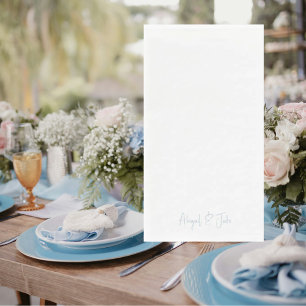 Simple Modern Script Names Sky Blue Wedding  Paper Guest Towels