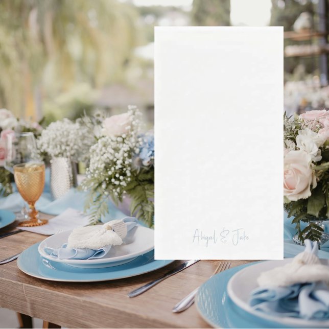 Simple Modern Script Names Sky Blue Wedding  Paper Guest Towels (Creator Uploaded)