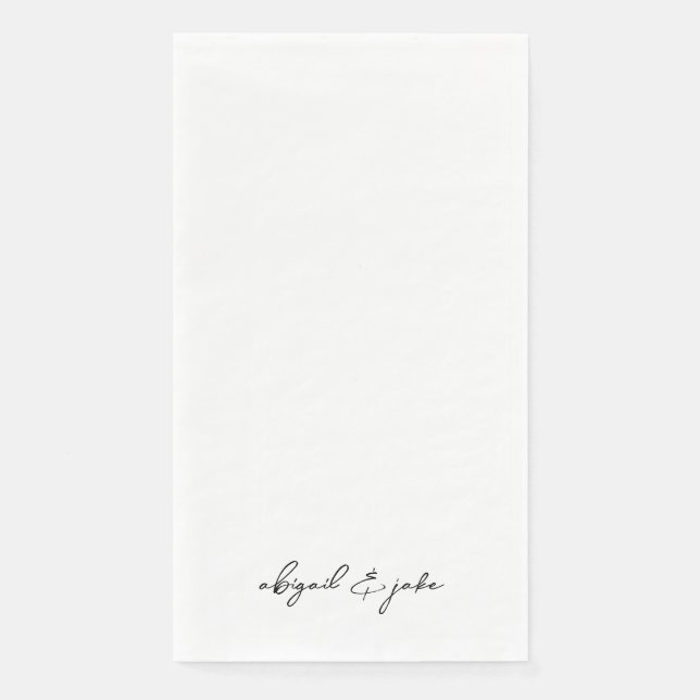 Simple Modern Script Names Wedding II Paper Guest Towels (Front)