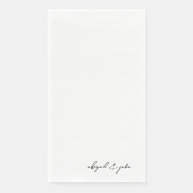 Simple Modern Script Names Wedding  Paper Guest Towels (Front)