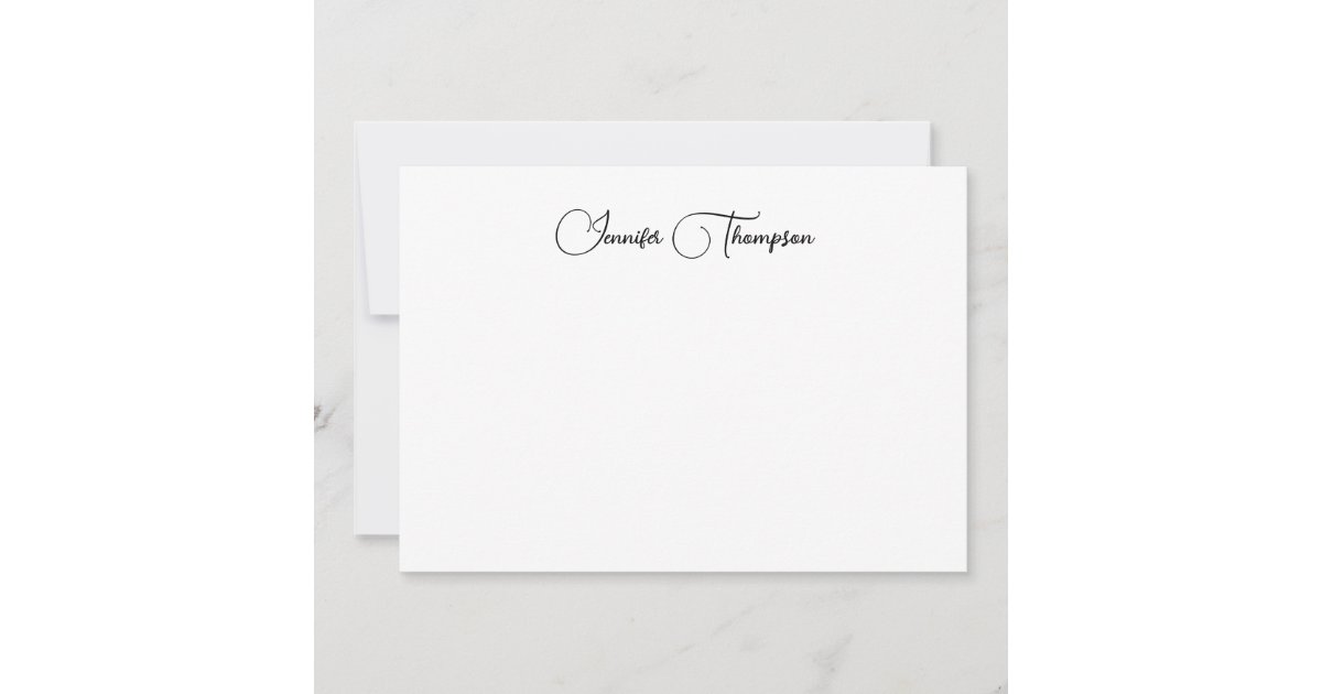 Simple Modern Script Personalize Note Card | Zazzle