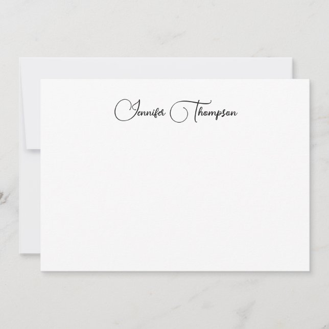 Simple Modern Script Personalize Note Card (Front)