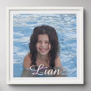 simple modern script Personalized Peel And Stick Photo Tile