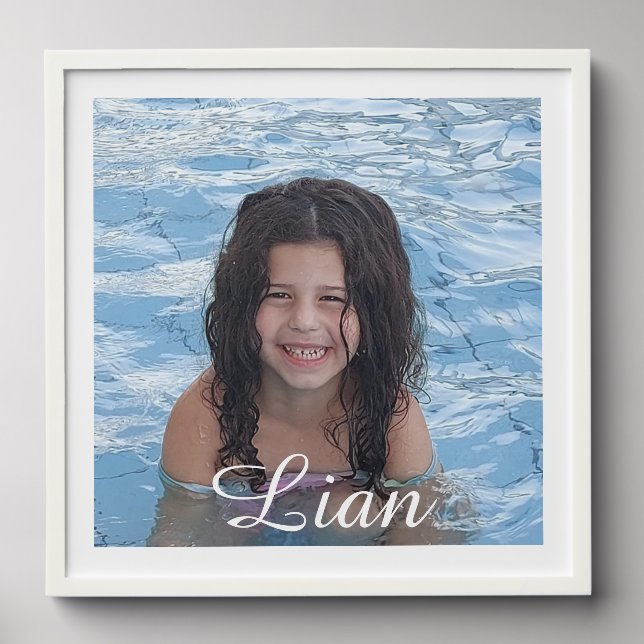 simple modern script Personalized Peel And Stick Photo Tile (Front Set)