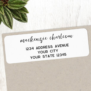 Simple Modern Script Personalized Return Address Label