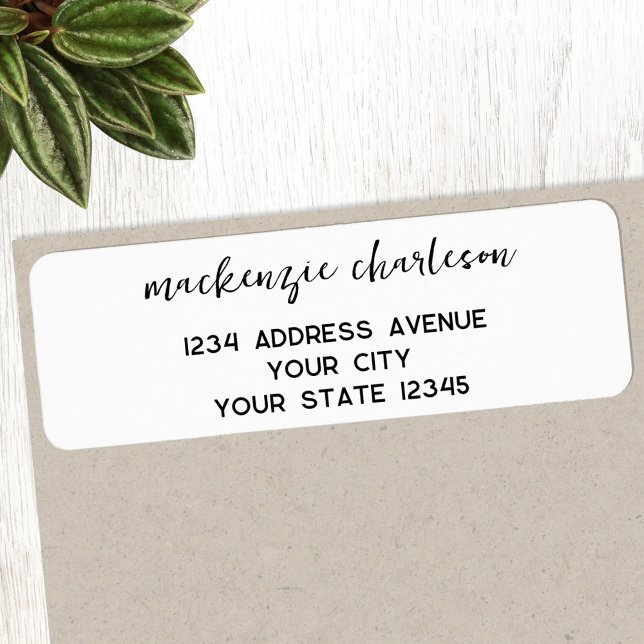 Simple Modern Script Personalized Return Address Label (Simple modern minimalist script personalized return address label sticker)