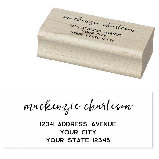Simple Modern Script Personalized Return Address Rubber Stamp (Simple modern minimalist script personalized rubber stamp return address)