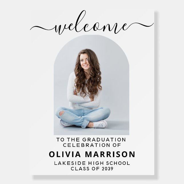 Simple Modern Script Photo Arch Graduation  Foam Board (Front)