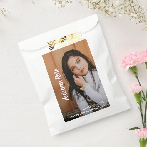 Simple Modern Script Photo Graduation Favor Bag