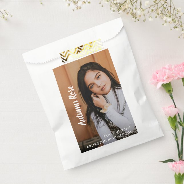 Simple Modern Script Photo Graduation Favor Bag (Sealed)