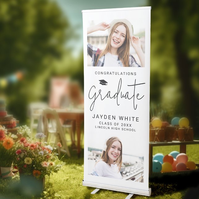 Simple Modern Script Photo Graduation Party Retractable Banner (Simple Modern Script Photo Graduation Party Retractable Banner)