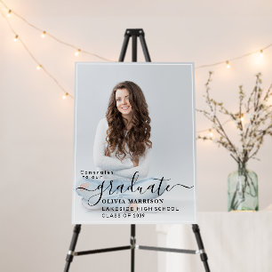 Simple Modern Script Photo Graduation Welcome Foam Board