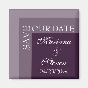 Simple Modern Script Purple Wedding Magnet