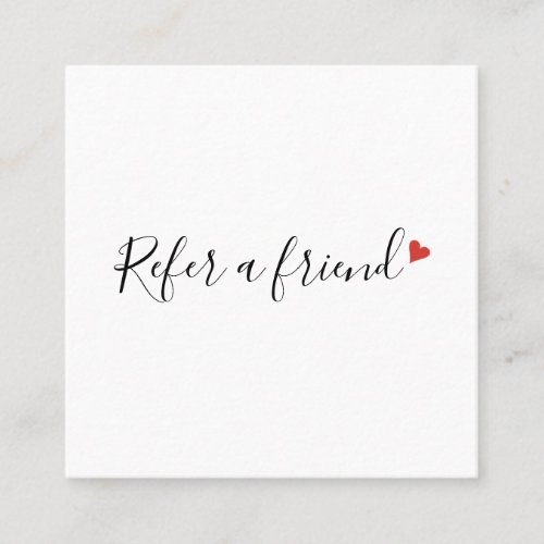 Simple Modern Script Red Love Heart Referral Card