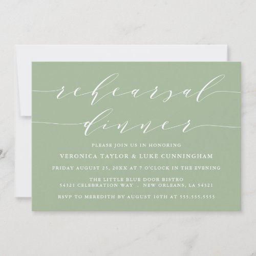 SIMPLE MODERN SCRIPT  REHEARSAL DINNER INVITATION