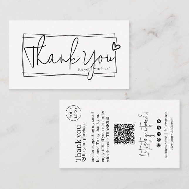 Simple Modern Script, Thank You Candle Business Card (Front/Back)