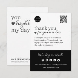 Simple Modern Script, Thank You Candle Business Enclosure Card