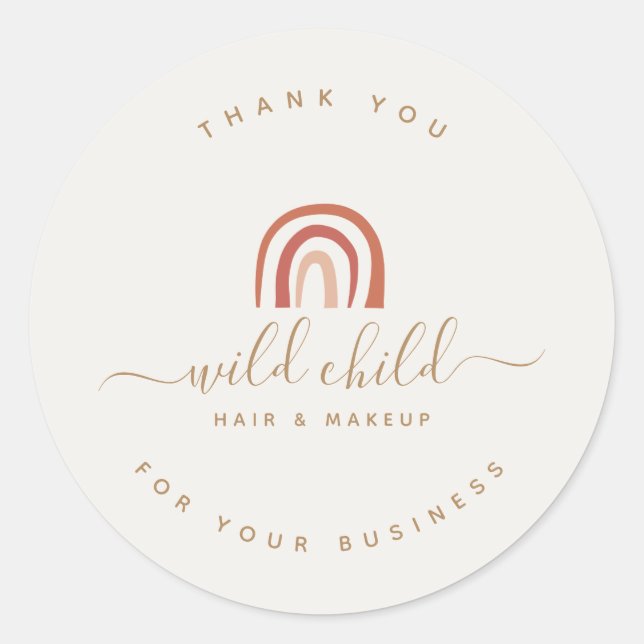 Simple Modern Script Trendy Abstract Rainbow Classic Round Sticker (Front)