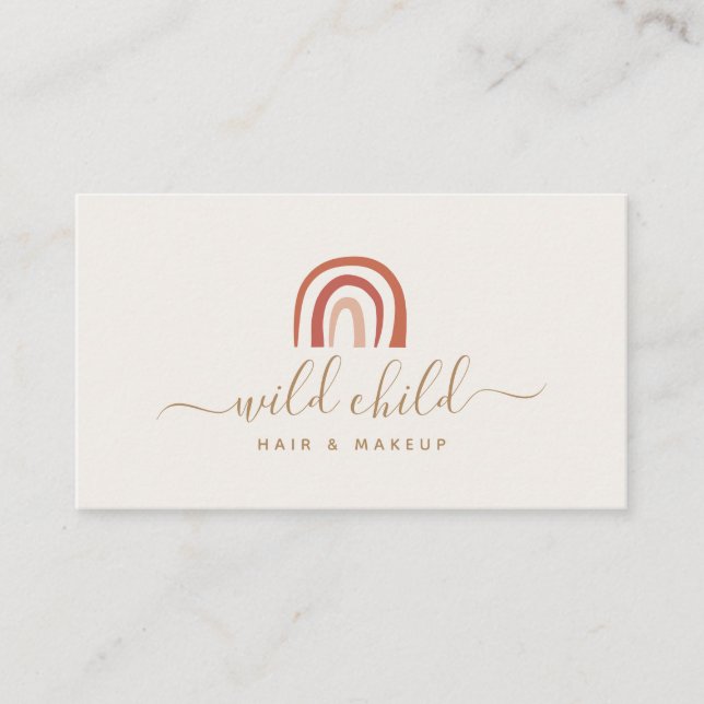 Simple Modern Script Trendy Rainbow Business Card (Front)