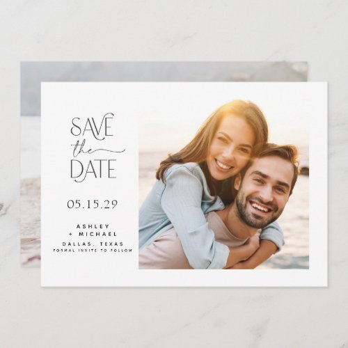 Simple Modern Script Typography 2 Photo Save The Date