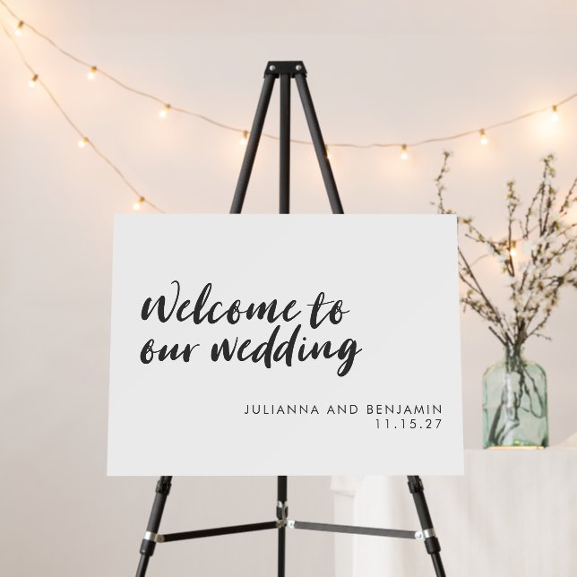 Simple Modern Script Typography Wedding Welcome  Foam Board (In Situ (Stand))