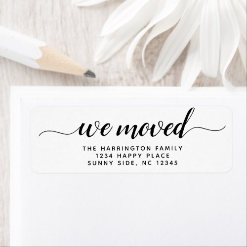 Simple Modern Script We moved New address Label