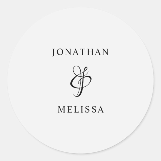 Simple Modern Script Wedding Envelope Sticker Seal (Front)
