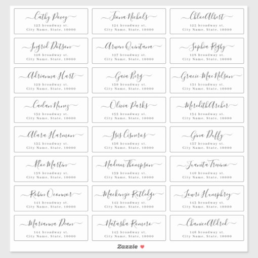 Simple modern script wedding guest address label | Zazzle