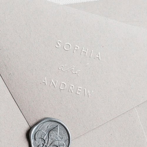 Simple Modern Script Wedding Monogram Envelope Embosser