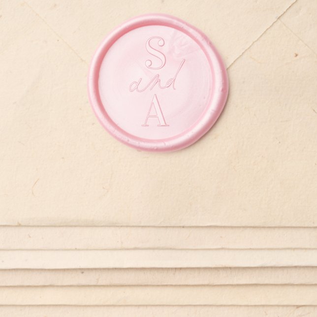 Simple Modern Script Wedding Monogram Wax Seal Sticker (Front)