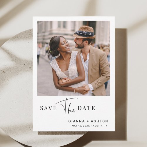 Simple Modern Script Wedding Photo  Save The Date