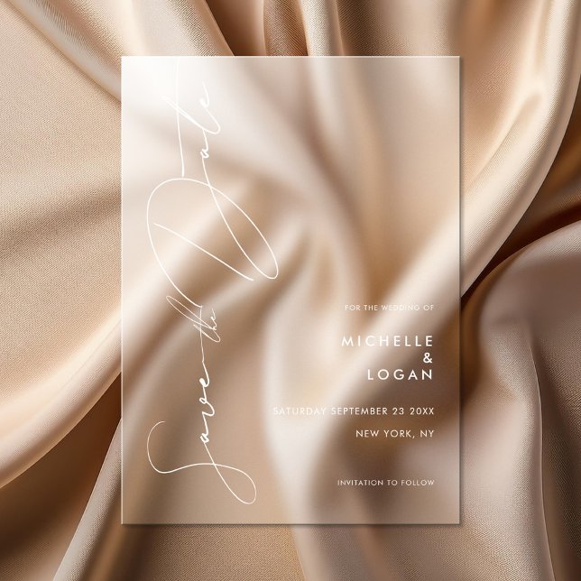 Simple Modern Script Wedding Save the Date Acrylic Invitations (Creator Uploaded)