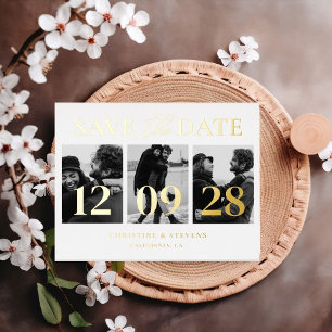 Simple Modern Script Wedding Save The Date Photo P Foil Invitation Postcard