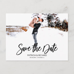 Simple Modern Script Wedding Save The Date Photo Postcard