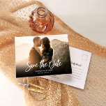 Simple Modern Script Wedding Save The Date Photo Postcard<br><div class="desc">Simple Modern Script Wedding Save The Date Photo Postcard</div>