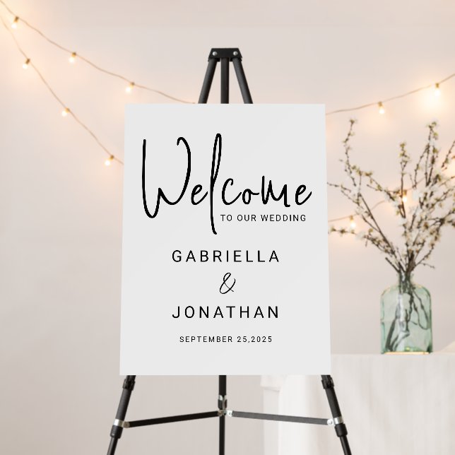 Simple Modern Script Wedding Welcome Foam Board (In Situ (Stand))