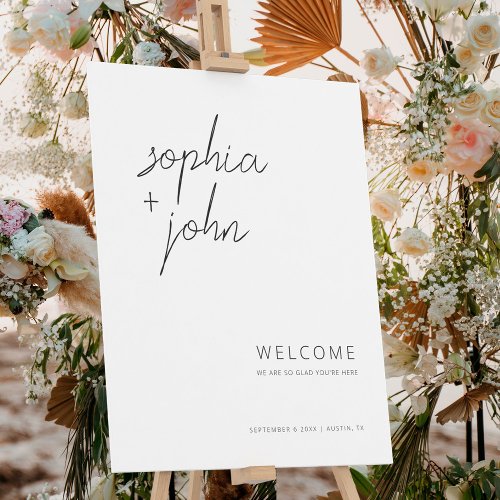 Simple Modern Script Wedding Welcome Sign