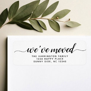 Simple Modern Script We've Moved New address Label