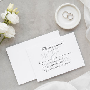 Simple Modern Scripty Mr & Mrs RSVP Card