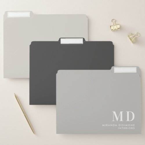 Simple Modern Shades of Gray Personalized File Folder