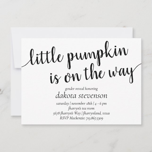 Simple Modern Shower | Flourish Little Pumpkin Invitation (Front)