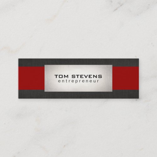 Simple Modern Silver Black Linen Red Striped Business Card Templates