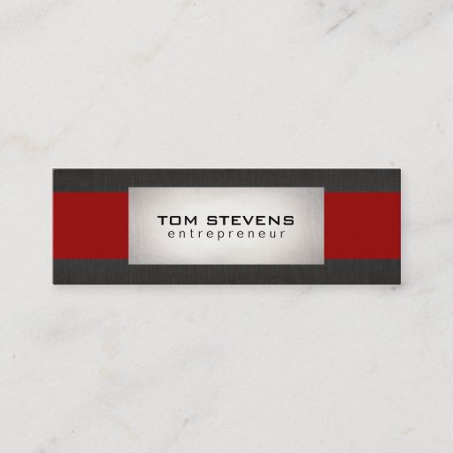 Customizable Simple Modern Silver Black Linen Red Striped Business Card Templates