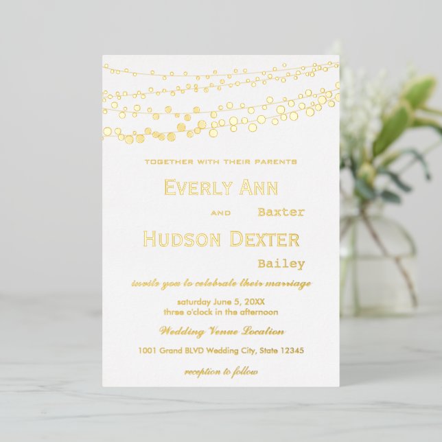 Simple Modern Silver Frozen Galaxy Wedding     Foil Invitation (Standing Front)