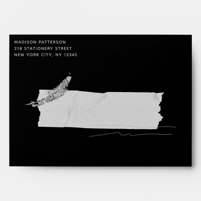 Simple Modern Silver Glitter Torn Paper Envelope (Front)