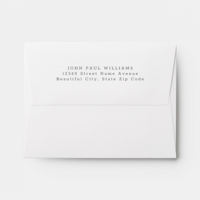 Simple Modern Silver Gray Name Address Envelope (Back (Top Flap))