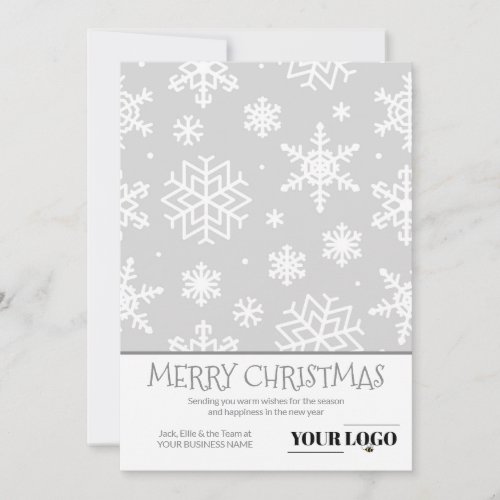 Simple Modern Silver Grey Christmas Snowflake Logo Holiday Card
